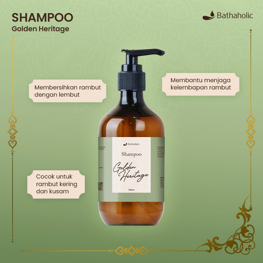 Bathaholic Golden Heritage Series - Shampoo 300ml | Shampoo Nutrisi Rambut Kering & Kusam