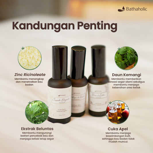 Bathaholic Deodorant - Natural Deodorant Wangi Elegan Tahan Lama