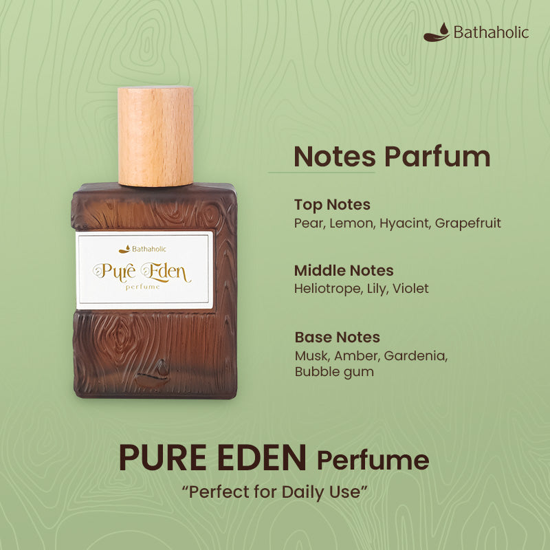 Bathaholic Pure Eden Parfum - Floral Fruity Wangi Segar, Lembut, Natural & Tahan Lama