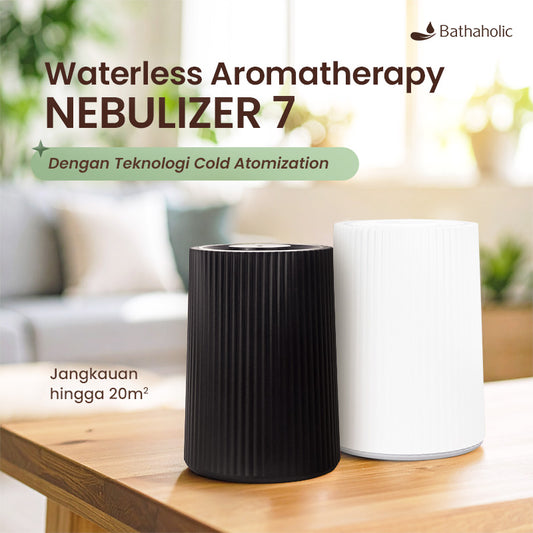 Bathaholic Nebulizer 7 Waterless Diffuser Premium – Tanpa Air, Portable, 10 Ambient Light