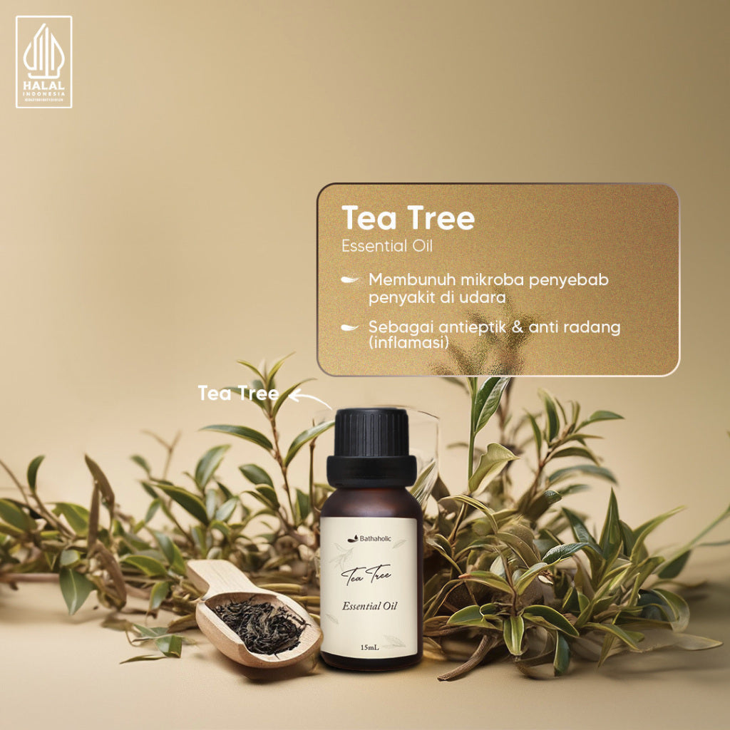 Bathaholic - Tea Tree Pure Essential Oil / Minyak Aromatherapy Pengharum Ruangan Anti Bakteri, Atasi Jerawat Segarkan Udara Alami