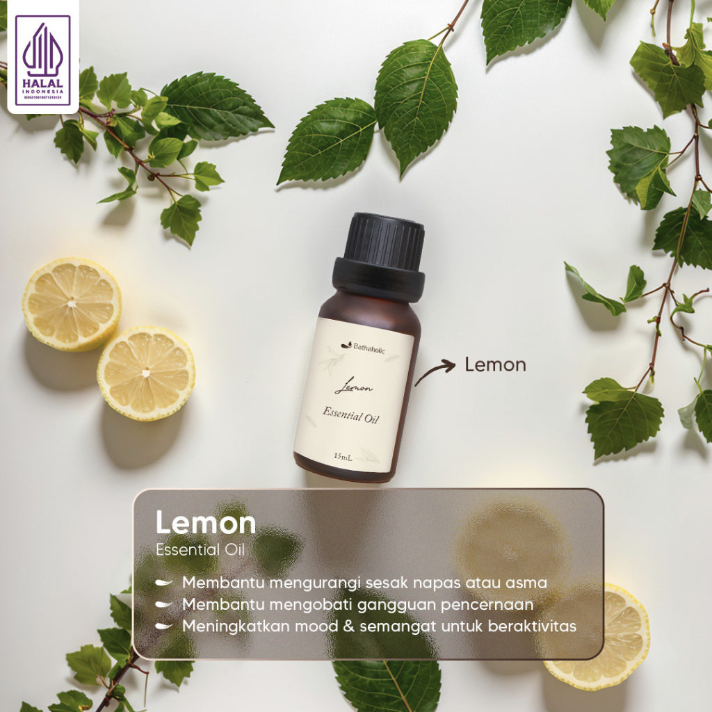 Bathaholic - Lemon Pure Essential Oil / Aromatherapy Pengharum Ruangan Segar Alami untuk Relaksasi