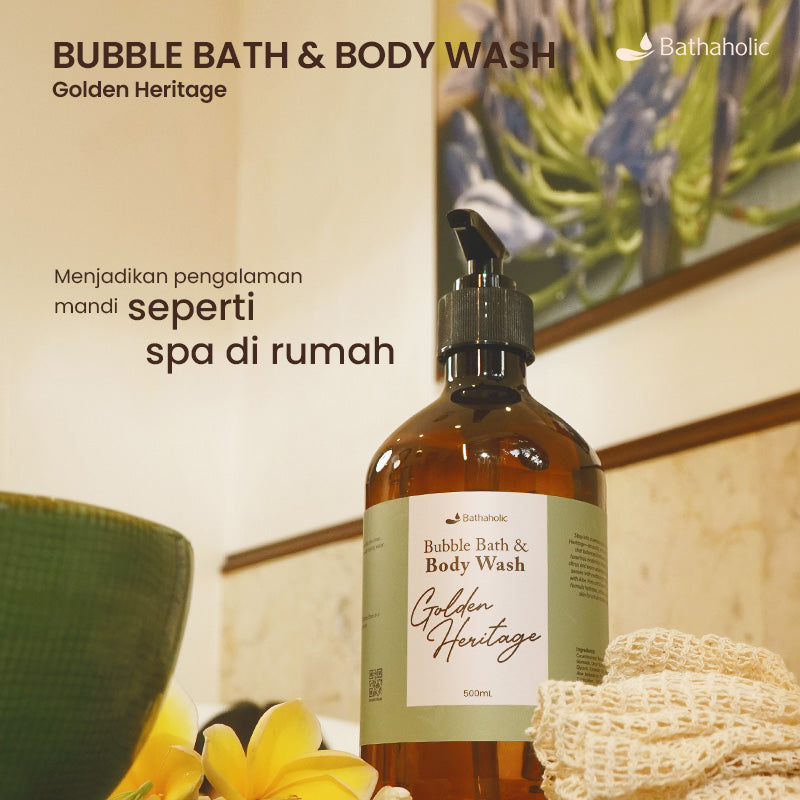 Bathaholic Golden Heritage Series - Bubble Bath & Body Wash 500ml | Sabun Mandi & Spa