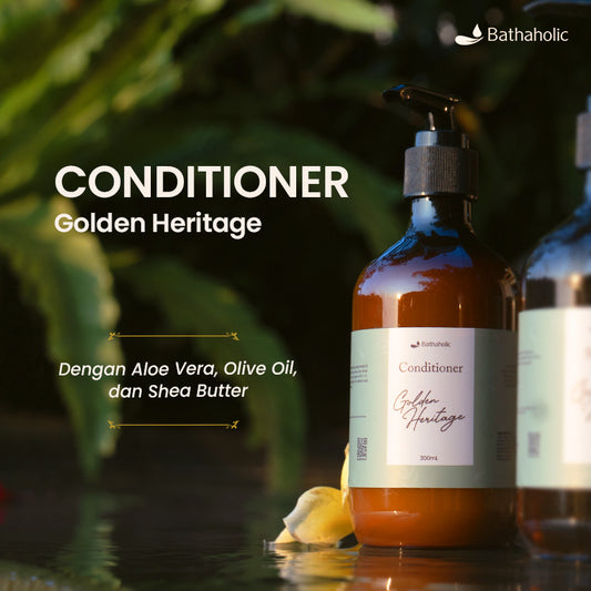 Bathaholic Golden Heritage - Conditioner 300ml | Pelembap & Pelembut Rambut Halus Anti Kusut