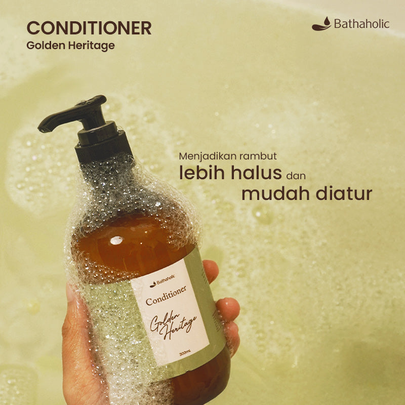 Bathaholic Golden Heritage - Conditioner 300ml | Pelembap & Pelembut Rambut Halus Anti Kusut