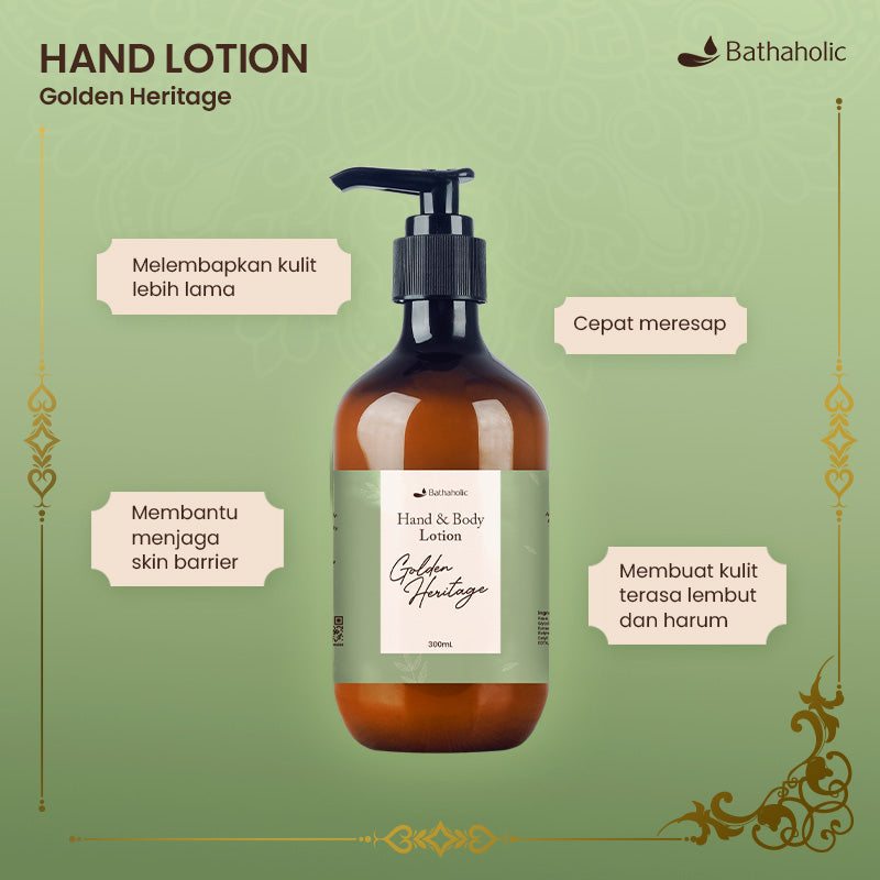 Bathaholic Golden Heritage - Hand & Body Lotion 500ml | Pelembap Kulit Kering & Skin Barrier