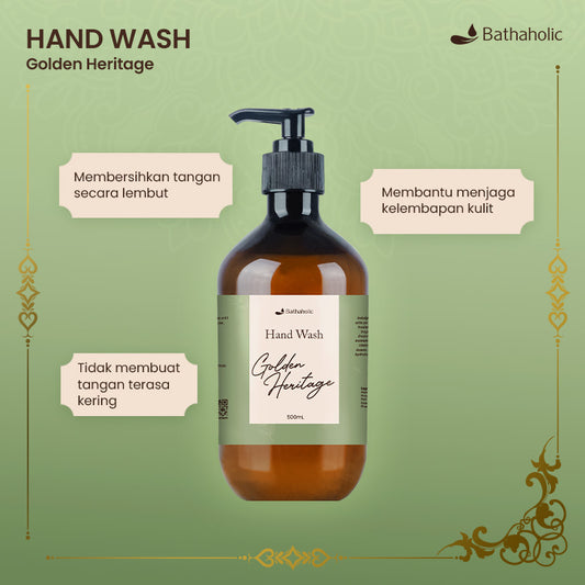 Bathaholic Golden Heritage - Hand Wash 500ml | Sabun Cuci Tangan Lembut & Melembapkan