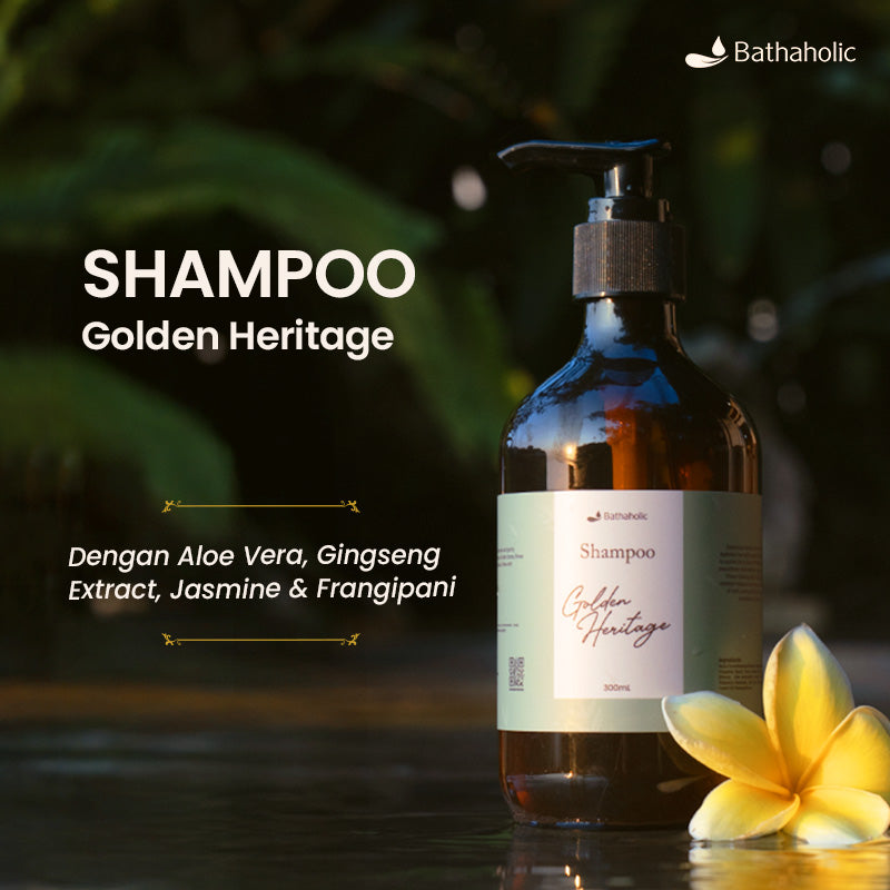 Bathaholic Golden Heritage Series - Shampoo 300ml | Shampoo Nutrisi Rambut Kering & Kusam