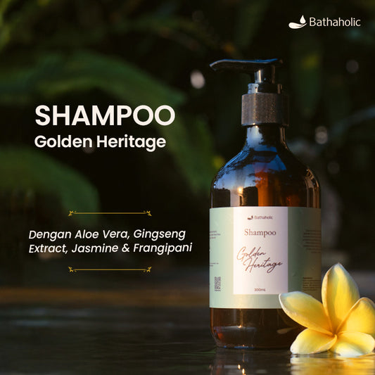 Bathaholic Golden Heritage Series - Shampoo 300ml | Shampoo Nutrisi Rambut Kering & Kusam
