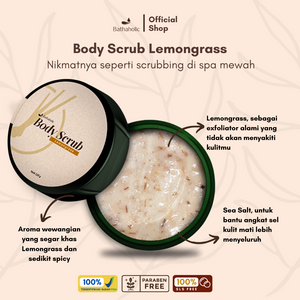 Bathaholic - Body Scrub Cream Lemongrass - Lulur Cream Eksfoliasi Tubuh Mencerahkan, Melembutkan dan Mengangkat Sel Kulit Mati
