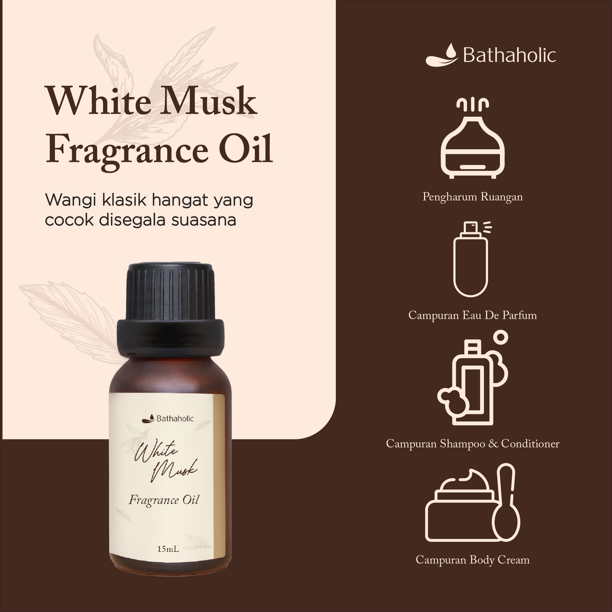 Bathaholic White Musk Fragrance Oil 15ml thebathaholic