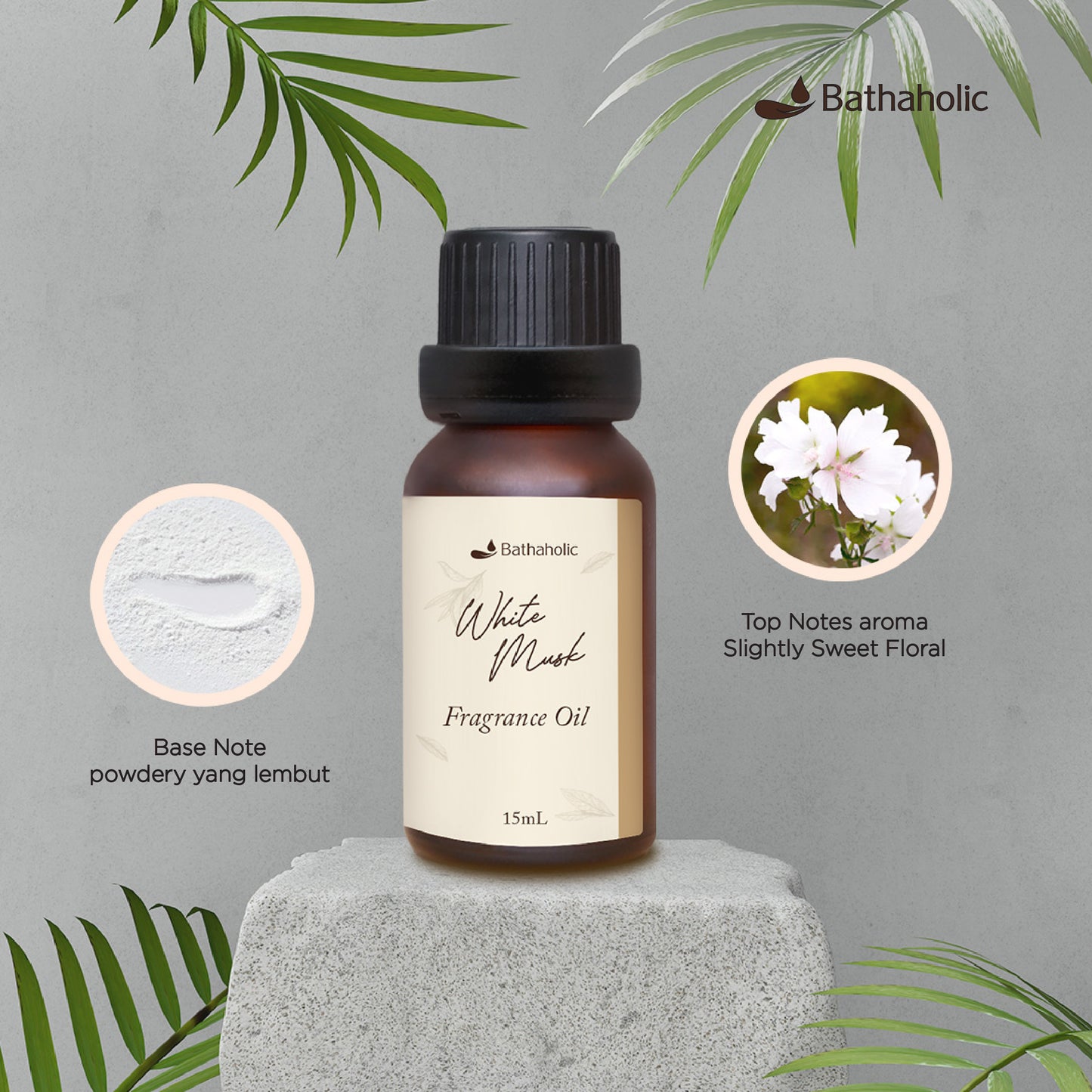 Bathaholic - White Musk 15ml Fragrance Oil / Minyak Diffuser Aromatherapy Pengharum Ruangan Aroma Lembut & Elegan