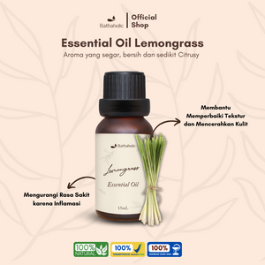Bathaholic - Lemongrass Pure Essential Oil / Minyak Aromatherapy Pengharum Ruangan
