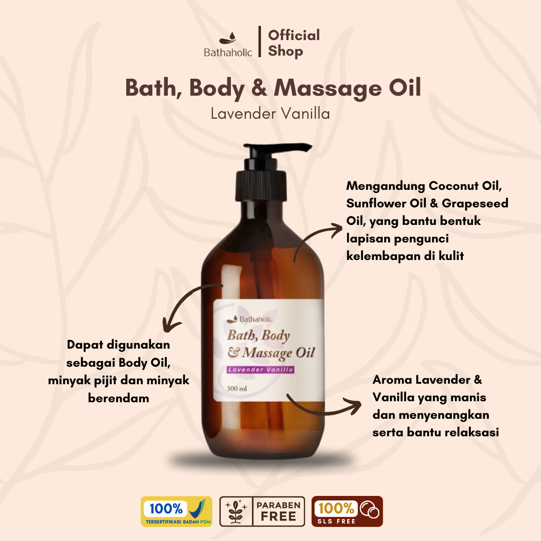 Lavender Vanilla Bath, Body & Massage Oil 300ml