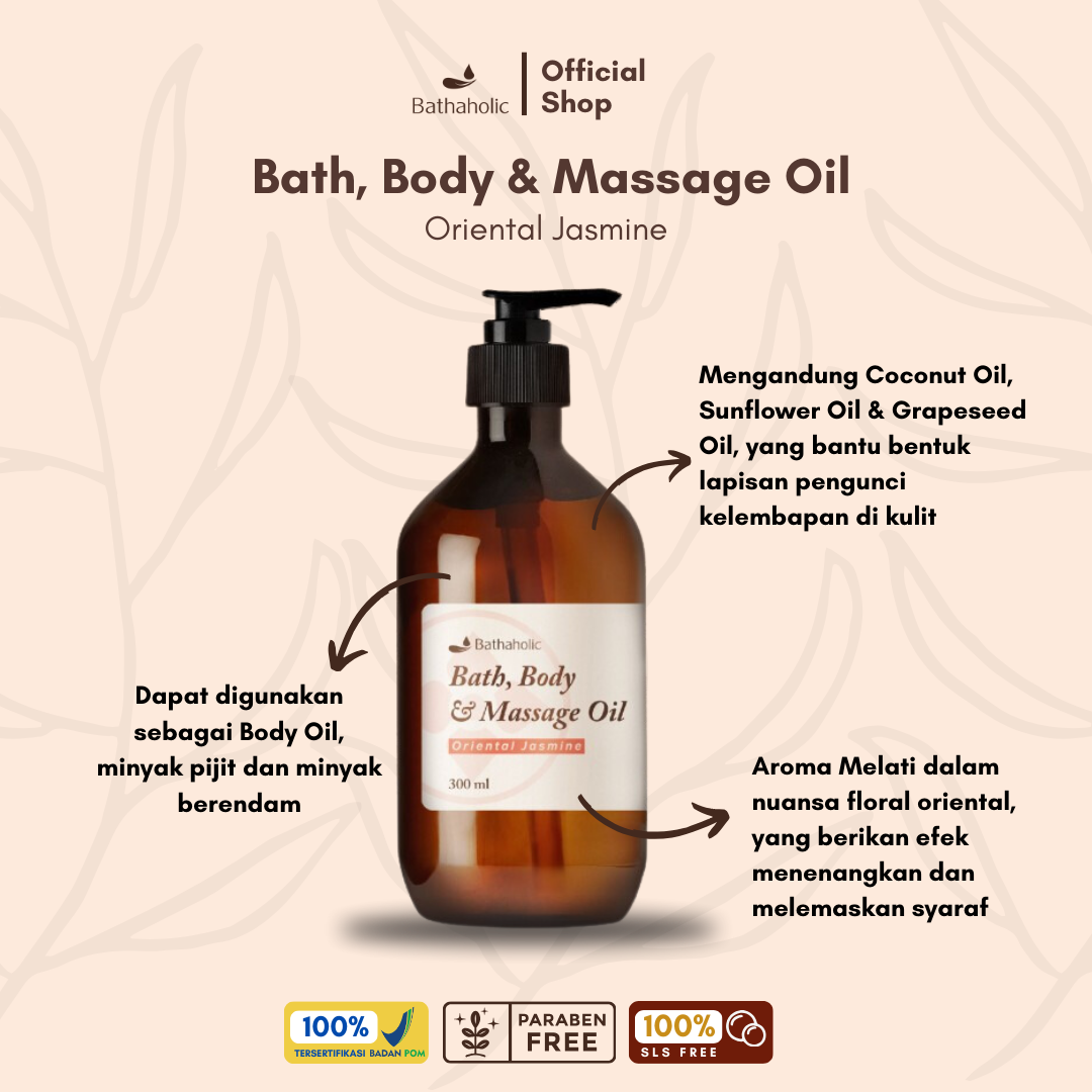 Oriental Jasmine Bath, Body & Massage Oil 300ml