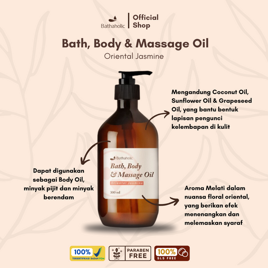 Oriental Jasmine Bath, Body & Massage Oil 300ml