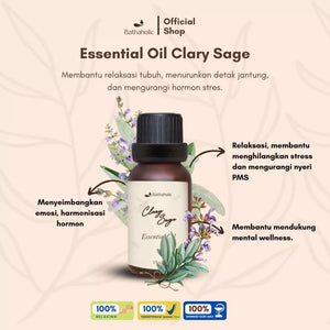 Bathaholic Clary Sage - Essential Oil / Minyak Diffuser Aromatherapy Pengharum Ruangan / Relaksasi Alami untuk Jiwa & Raga