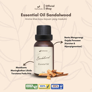 Bathaholic - Sandalwood Pure Essential Oil / Minyak Aromatherapy Pengharum Ruangan, Relaksasi dan Skincare Alami