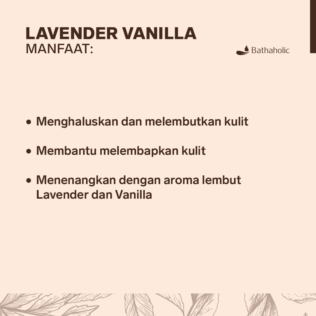 Bathaholic - Body Scrub Cream Lavender Vanilla - Lulur Cream Eksfoliasi Tubuh Mencerahkan, Melembutkan dan Mengangkat Sel Kulit Mati