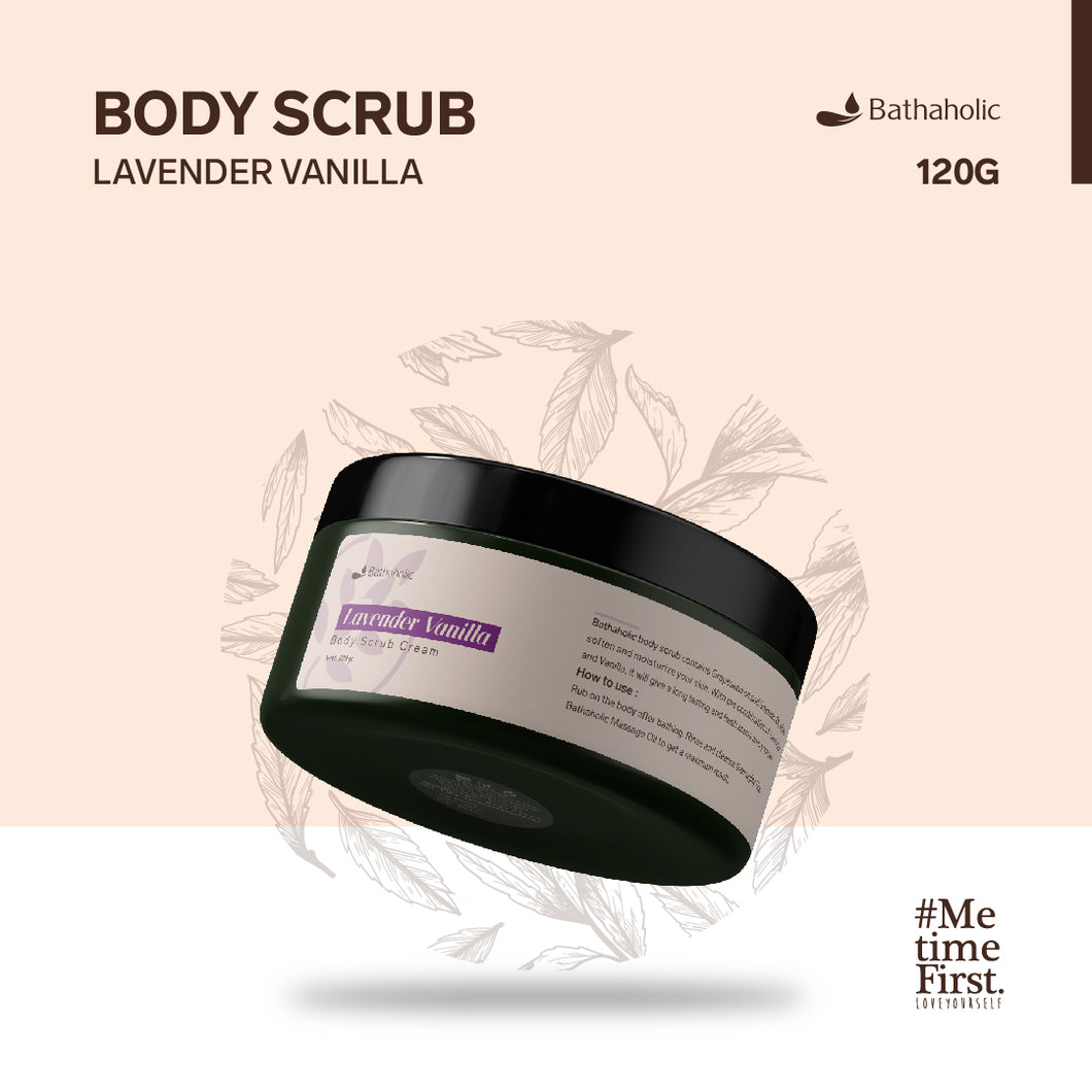 Bathaholic - Body Scrub Cream Lavender Vanilla - Lulur Cream Eksfoliasi Tubuh Mencerahkan, Melembutkan dan Mengangkat Sel Kulit Mati