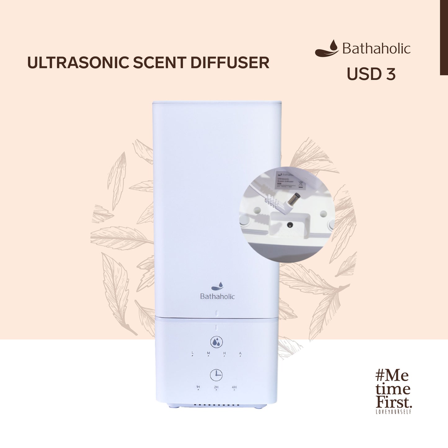 Bathaholic - Ultrasonic Scent Diffuser 3 Kapasitas 2 Liter USD 3 - Aromatherapy Pengharum Ruangan