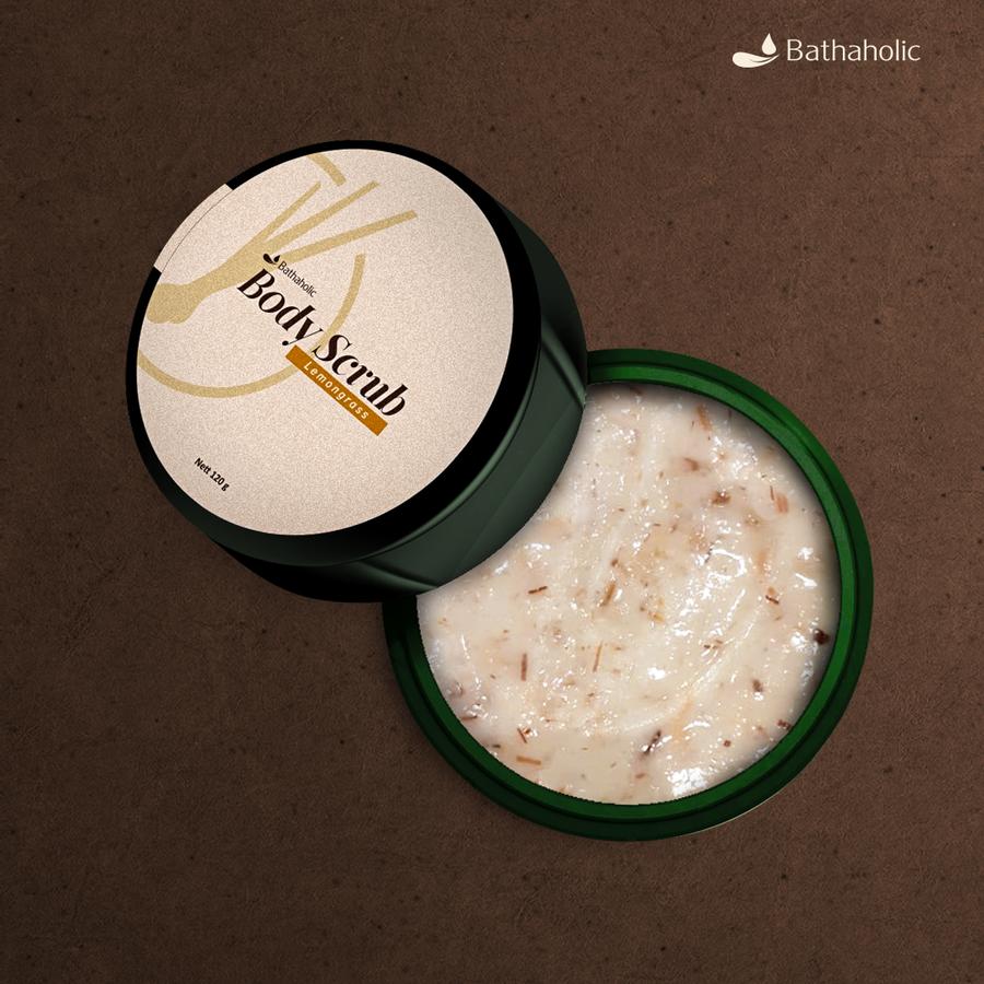 Bathaholic - Body Scrub Cream Lemongrass - Lulur Cream Eksfoliasi Tubuh Mencerahkan, Melembutkan dan Mengangkat Sel Kulit Mati
