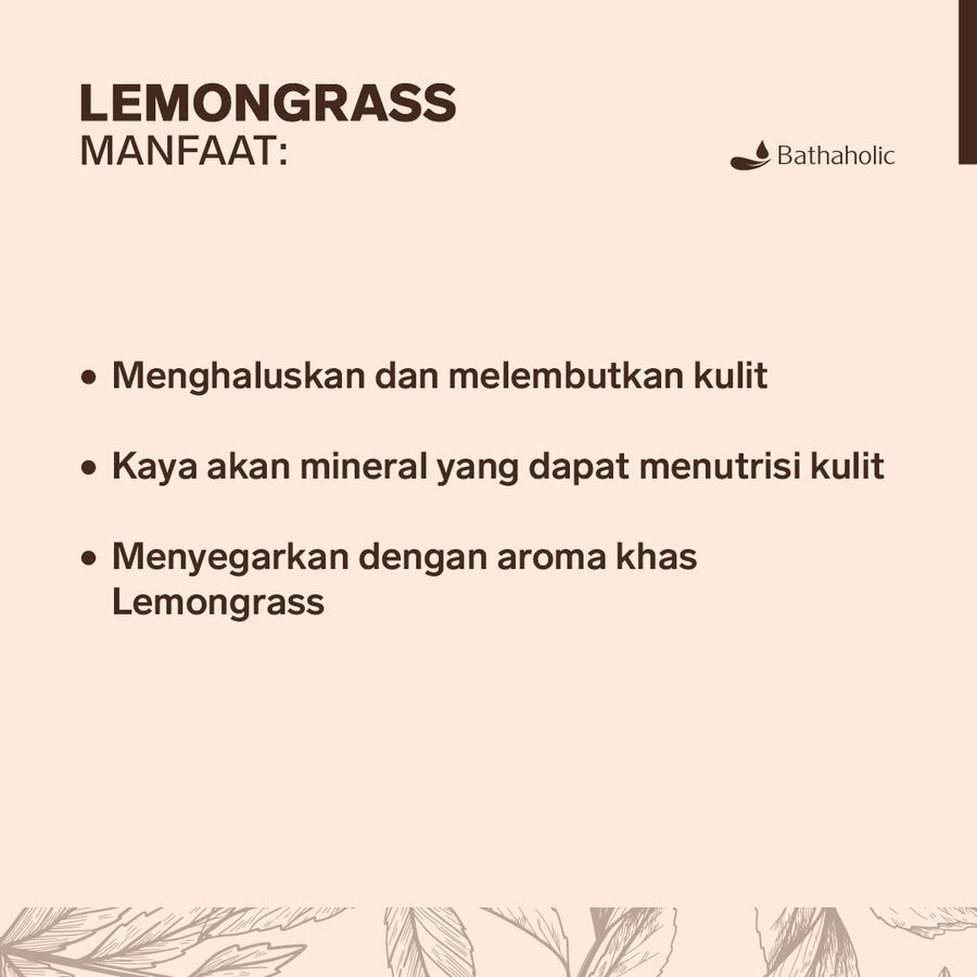 Bathaholic - Body Scrub Cream Lemongrass - Lulur Cream Eksfoliasi Tubuh Mencerahkan, Melembutkan dan Mengangkat Sel Kulit Mati