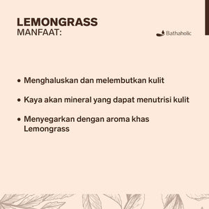 Bathaholic - Body Scrub Cream Lemongrass - Lulur Cream Eksfoliasi Tubuh Mencerahkan, Melembutkan dan Mengangkat Sel Kulit Mati
