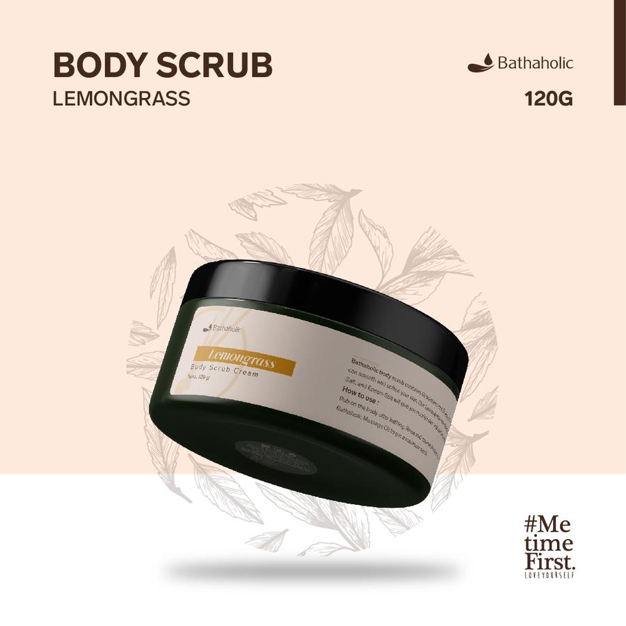 Bathaholic - Body Scrub Cream Lemongrass - Lulur Cream Eksfoliasi Tubuh Mencerahkan, Melembutkan dan Mengangkat Sel Kulit Mati